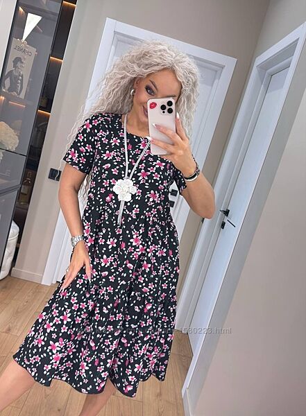 Романтична леегка сукня а-силуету 42-52рр