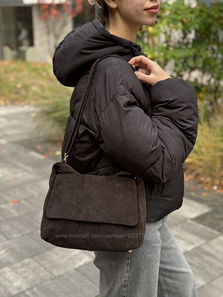 Замшева темно-коричнева і чорна сумка Fiorella, Італія