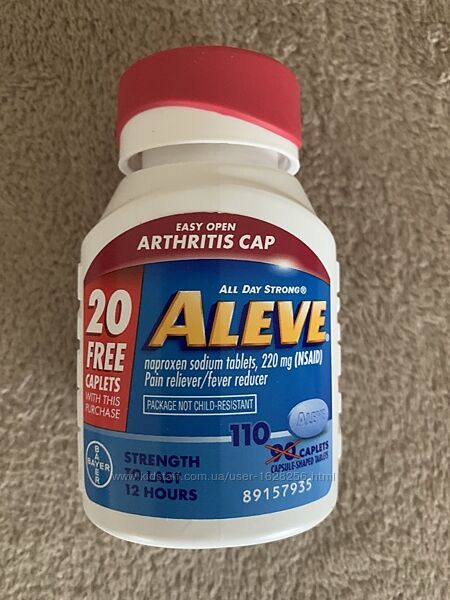 Aleve, алів 220 мг, 110 каплет Bayer.
