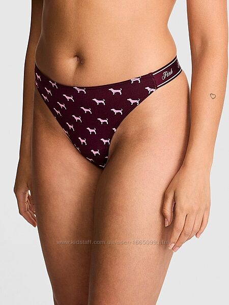 Трусики стрінги logo cotton shine high-leg thong panty victorias secret