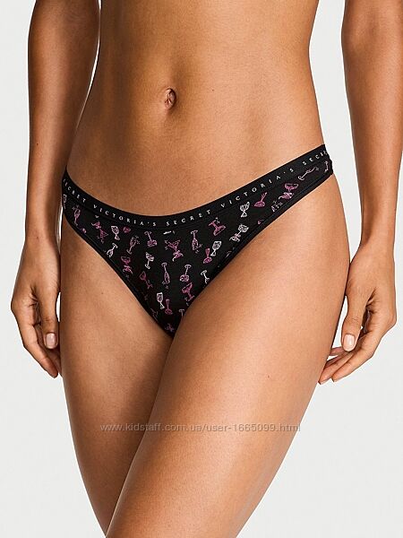 Трусики стрінги Stretch Cotton High-Leg Scoop Thong Panty Victoria´s S