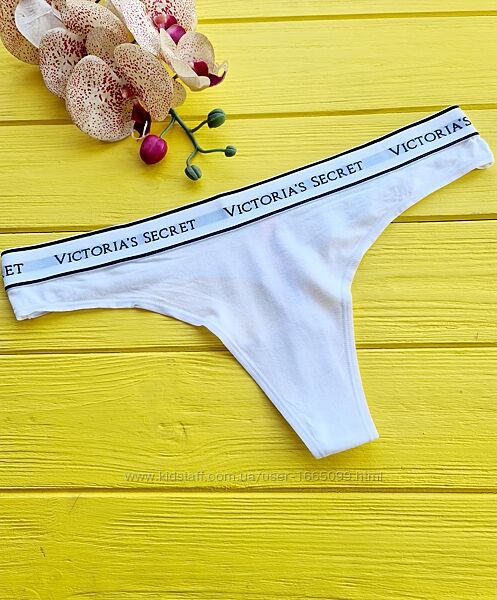 Котонові трусики стрінги з лого вікторія сікрет victorias secret