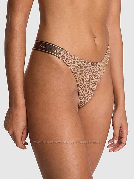 Трусики стрінги logo cotton shine high-leg thong panty victorias secret