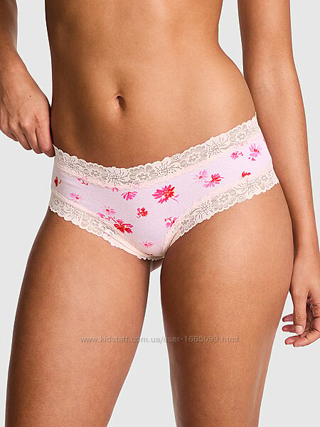 Трусики в рубчик з мереживом victorias secret