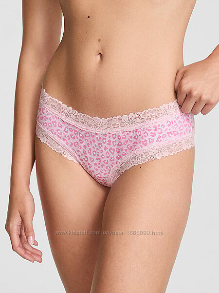 Трусики в рубчик з мереживом victorias secret