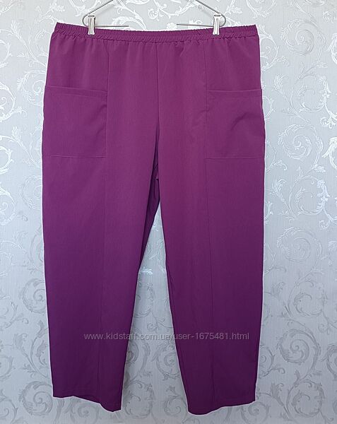 р 24 / евро 52 / 58-60 легкие фиолетовые штаны брюки пояс на резинке больши