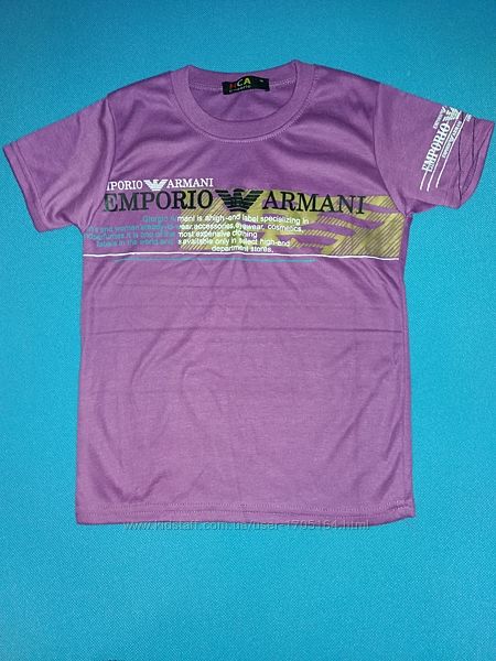 Футболка Armani для мальчика на рост 122-128 см. красная, сиреневая