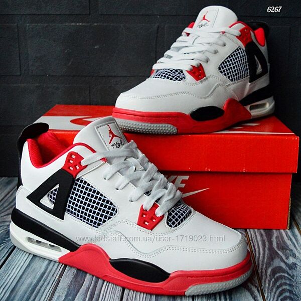 Nike Jordan 4 Retro White black red термо кросівки найк джордан кроссовки 