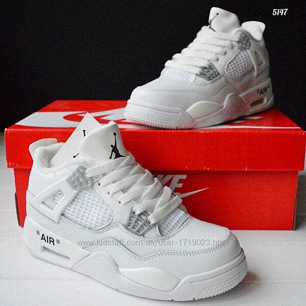 Nike Air Jordan Retro 4 White кросівки найк джордан з хутром зимові