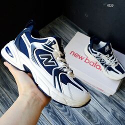 New Balance 530 White Blue білі з синім кросівки жіночі нью беленс кроссовк