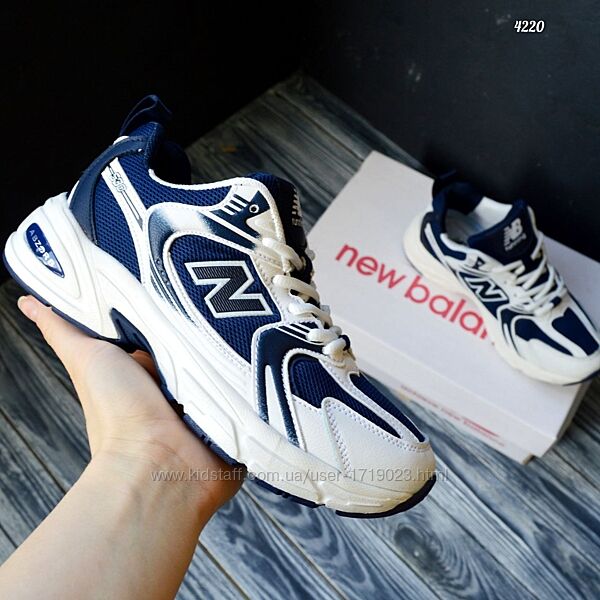 New Balance 530 White Blue білі з синім кросівки жіночі нью беленс кроссовк
