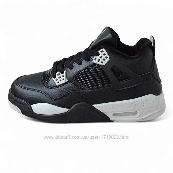 Nike Air Jordan 4 Retro Black Gray кросівки чоловічі з хутром зимові 