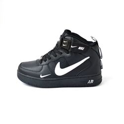 Nike Air Force 1 Mid кросівки зимові чоловічі найк хутром кроссовки високі