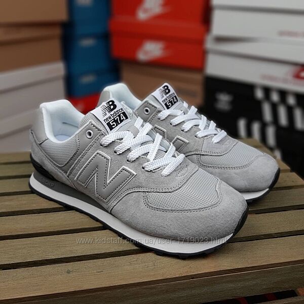 New Balance 574 світло сірі з чорним кросівки чоловічі нью беленс кроссовки