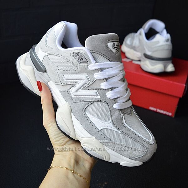 New Balance 9060 Gray White сірі з білим, термо кросівки жіночі зимові 