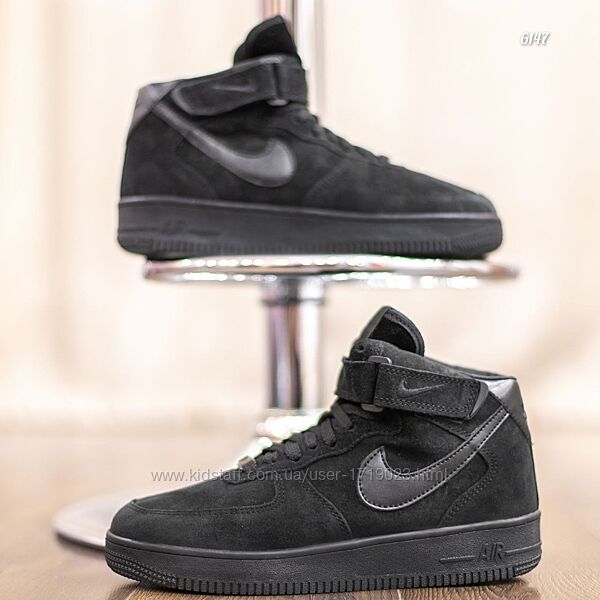 Nike Air Force 1 кросівки чоловічі найк з хутром кроссовки зимние чорні