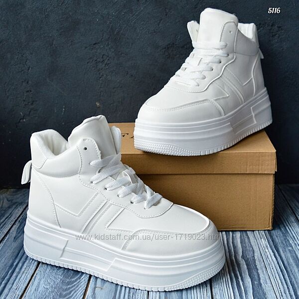 Fashion Shoes White Білі черевики жіночі зимові з хутром кросівки кроссовки