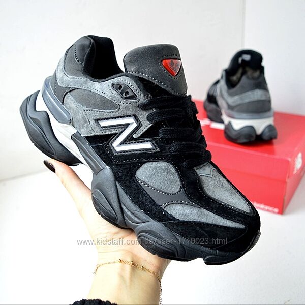 New Balance 9060 Gray Black кросівки з хутром зимові жіночі нью беленс