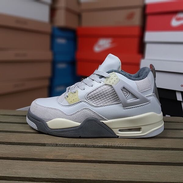 Nike Air Jordan 4 сірі кросівки жіночі зимові з хутром зимові кроссовки