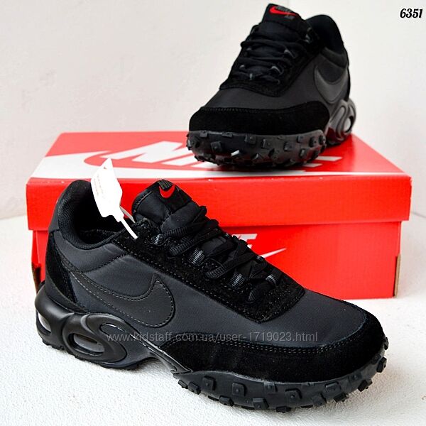 Nike Air Max Waffle Black чорні термо кросівки чоловічі найк зимові кроссов