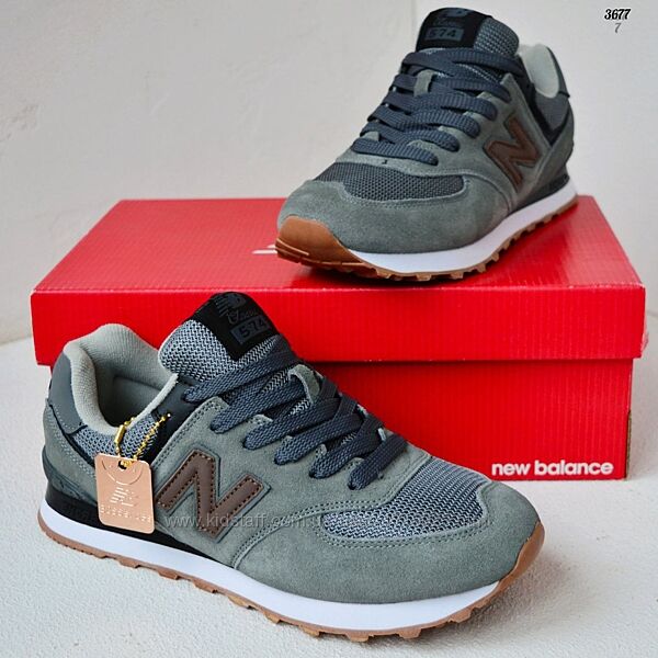 New Balance 574 Gray braun сірі кросівки чоловічі нью беленс кроссовки
