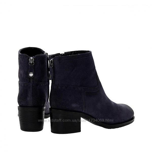 Ботинки осенние на удобном каблуке, натуральный замш