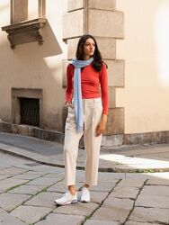 Термо реглан логслів  лонг uniqlo extra warm оранж/біле/блакитне