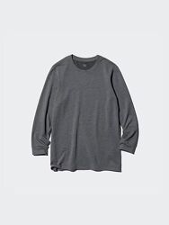 Термо реглан лонг heattech extra warm cotton heather crew neck t-shirt