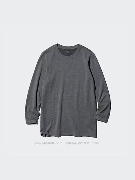 Термо реглан лонг heattech extra warm cotton heather crew neck t-shirt