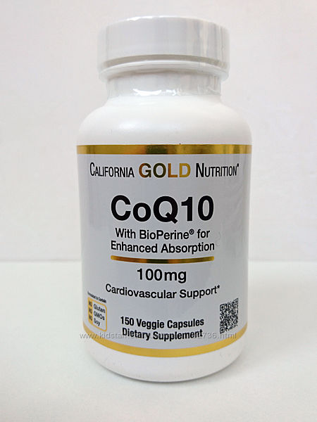 Коэнзим Q10 с Bioperine California Gold Nutrition CoQ10, 100 мг, 150 капсул