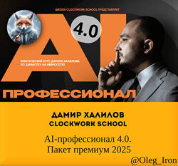 Дамир Халилов Clockwork School  AI-профессионал 4.0. Пакет Премиум в ТГ