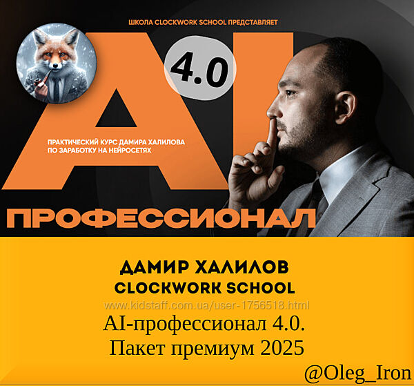 Дамир Халилов Clockwork School  AI-профессионал 4.0. Пакет Премиум в ТГ