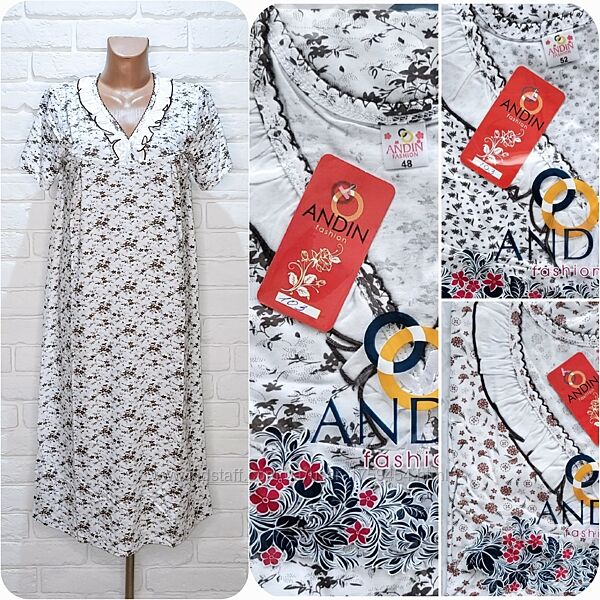 Ночнушка 48-52р, нічна сорочка бавовняна, ночная рубашка, нічнушка andin
