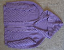 Теплий кардиган з капюшоном вязаний светр