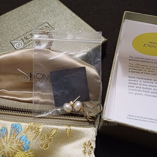 золотые серьги Honora с жемчугом. 14К 585 проба