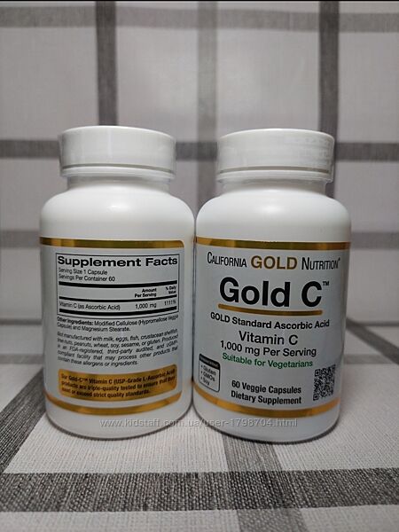 California Gold Nutrition, витамин C 1000 мг, 60 шт