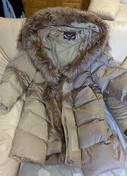  Зимовий пуховик пальто з натуральним хутром канадської лисиці, 48 розмір