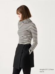 Uniqlo 100 Merino Ribbed Turtleneck Jumper Stripe розмір S