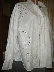 Шикарная белая рубашка с вышивкой, размер М - 14 - 48