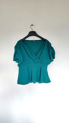 Блуза темно зелена топ жіночий нарядна красива вільна батал великий розмір 