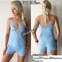 Жіноча блакитна піжама з мереживом майка на бретелях і шорти ТМ Ellen