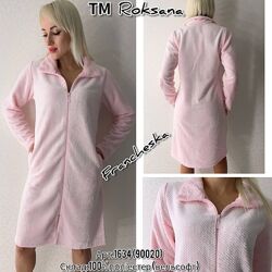 Жіночий рожевий плюшевий халат на блискавці ТМ Roksana розмір S-3XL