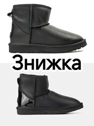Жіночі Уггі Ugg Mini Black Натуральна Шкіра Натуральна Вовна