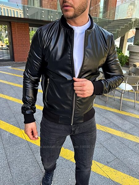 Чоловіча Шкіряна Куртка Бомбер