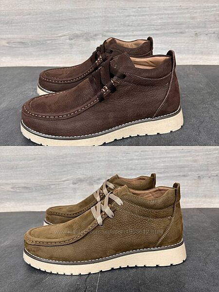 Новинка Чоловічі Зимові Шкіряні Черевики Ботинки / Коричневі / Оливкові