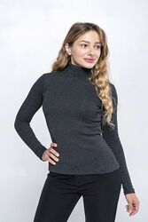 Теплийй гольф жіночий, тканина трикотаж з начосом р. s-3хl. колір темно сірий