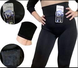 Теплі безшовні термо лосини на густому хутрі від фірми ласточка, р. 46-56