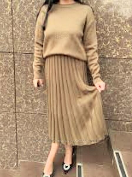 комплект  юбка джемпер шерсть  Плаття сукня міді пліссе гофре 