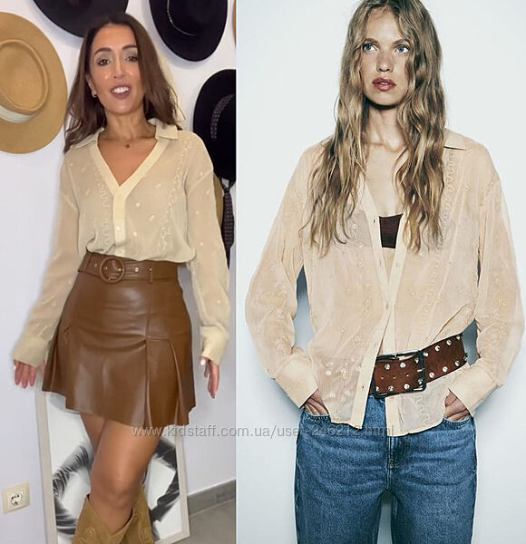 sale Сорочка Zara з напівпрозорої тканини з вишивкою m/l/xl