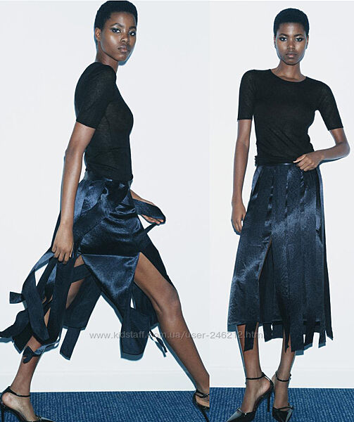 Синя спідниця атласна Zara р. M